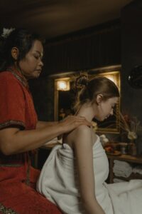 A tranquil spa massage session promotes relaxation and wellness.